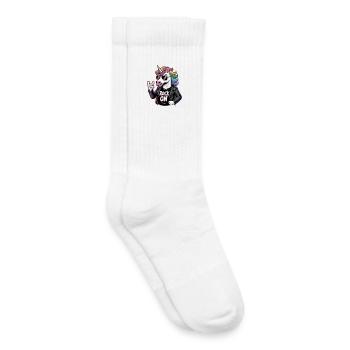  Rock On Einhorn Mit Regenbogenmähne Lederjacke - Kinder Tennissocken - Weiß - Rechts