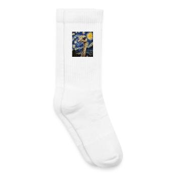 Ostrich Bird Van Gogh Style Starry Night - Kids Tennis Socks - white - Right