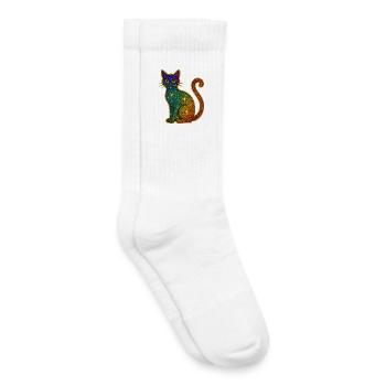 Regenbogen Glitzer Katze zu Halloween - Kinder Tennissocken - Weiß - Rechts