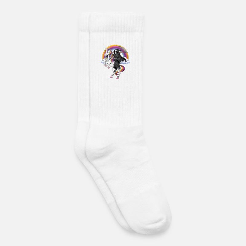 Sensenmann reitet Einhorn - Kinder Tennissocken - Weiß