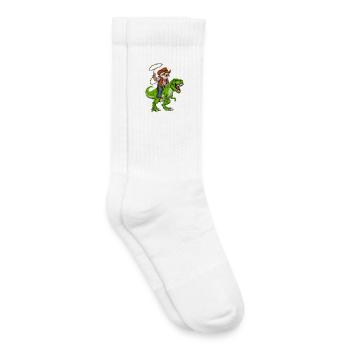 paresseux cow-boy chevauchant T-Rex dinosaure - Chaussettes de tennis bio enfant - blanc - Droite