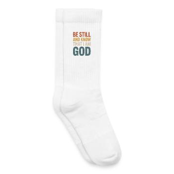Be Still and Know I Am God – Bible Verse - Kids Tennis Socks - white - Right