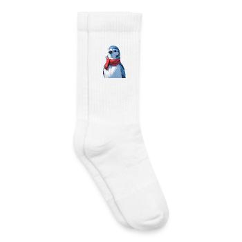 Wintervogel mit rotem Schal - Kinder Tennissocken - Weiß - Rechts