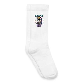 Selfie avec mon frère - Licorne zocken - Chaussettes de tennis bio enfant - blanc - Droite