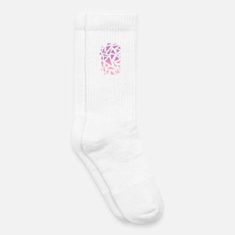 Triangle Pattern - Purple Pink - Kids Tennis Socks - white