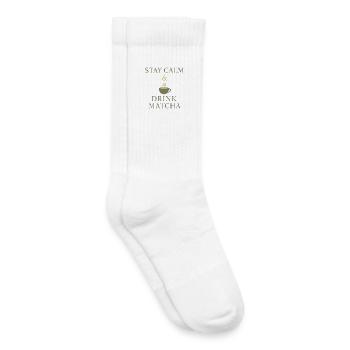 Stay Calm & Drink Matcha  - Kinder Tennissocken - Weiß - Rechts