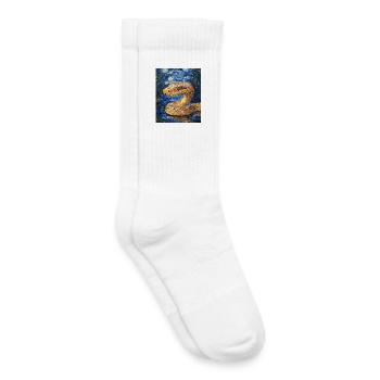 Snake Python Van Gogh Style Starry Night - Kids Tennis Socks - white - Right
