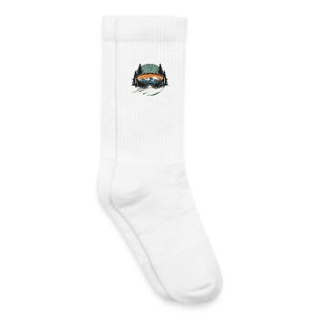 Paysage de montagne avec des lunettes de ski - Chaussettes de tennis bio enfant - blanc - Droite