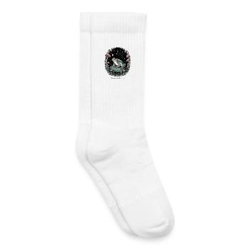 Nächtliches Froschmotiv mit Pilzen und Sternen - Kinder Tennissocken - Weiß - Rechts