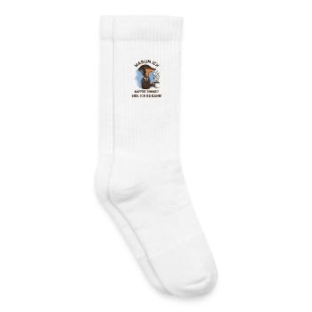 Warum ich Kaffee trinke? – Gestresster Hund  - Kinder Tennissocken - Weiß - Rechts