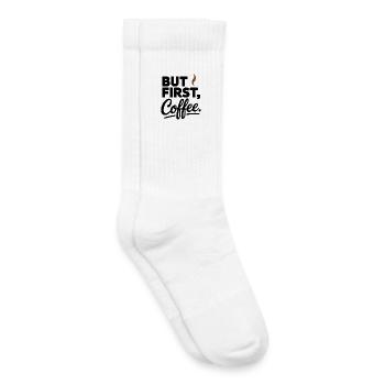 But First Coffee Kaffee Spruch für Morgenmuffel - Kinder Tennissocken - Weiß - Rechts