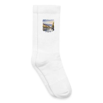 Lausanne Aquarell, Lausanne Schweiz - Kinder Tennissocken - Weiß - Rechts