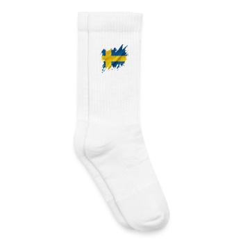 Flag of Sweden, torn style - Kids Tennis Socks - white - Right