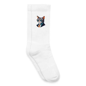Chat d’affaires avec des lunettes de soleil en costume - Chaussettes de tennis bio enfant - blanc - Droite