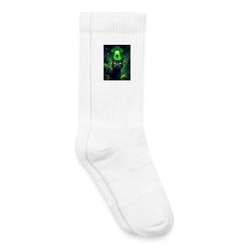 Neon UFO Cat in Moonlight - Kids Tennis Socks - white - Right