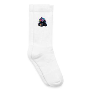 Bunter Monstertruck Kraftmonster - Kinder Tennissocken - Weiß - Rechts