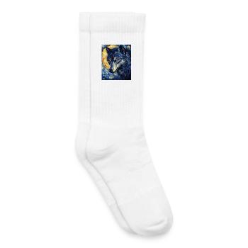 Wolf Van Gogh Style - Kids Tennis Socks - white - Right