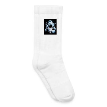 Three goats under full moon night sky - Kids Tennis Socks - white - Right