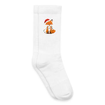 Renard Noël Mignon Drôle Noël Drôle - Chaussettes de tennis bio enfant - blanc - Droite