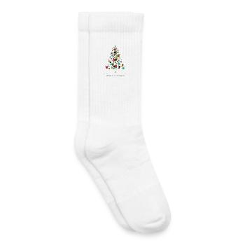 Noël atomique - Conception rétro d’arbre de Noël - Chaussettes de tennis bio enfant - blanc - Droite