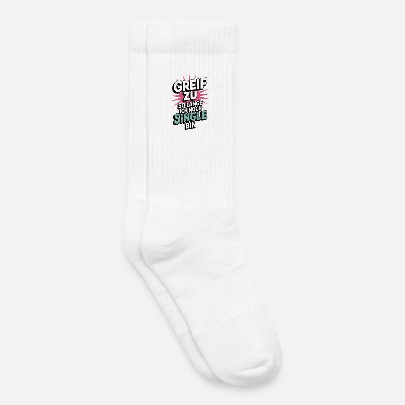 Greif zu – solange ich noch Single bin - Kinder Tennissocken - Weiß