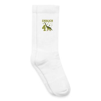 4 Jahre alt Geburtstag Junge Dino Vulkan - Kinder Tennissocken - Weiß - Rechts