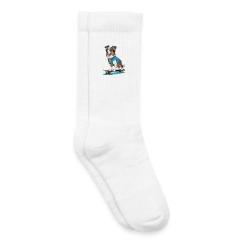 Skateboard chien en gilet en jean - Chaussettes de tennis bio enfant - blanc - Droite