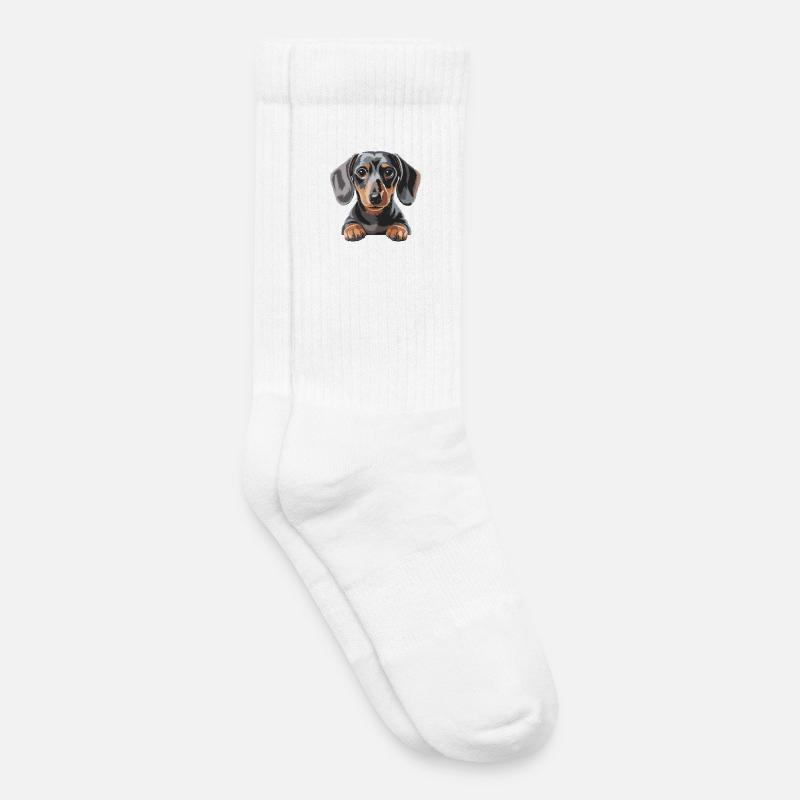 Dackel Welpe Illustration - Kinder Tennissocken - Weiß