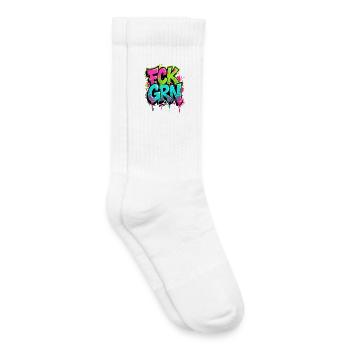 FCK GRN Graffiti Neon - Anti Vert - Chaussettes de tennis bio enfant - blanc - Droite