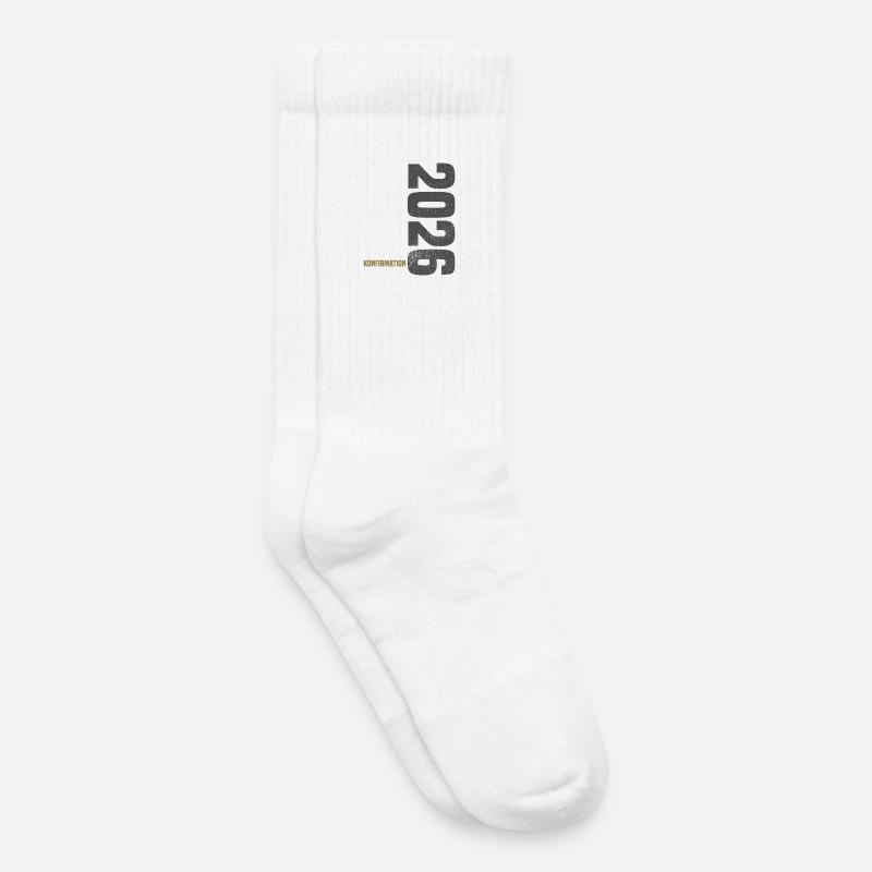 Glückwunsch Konfirmation 2026 - Kinder Tennissocken - Weiß