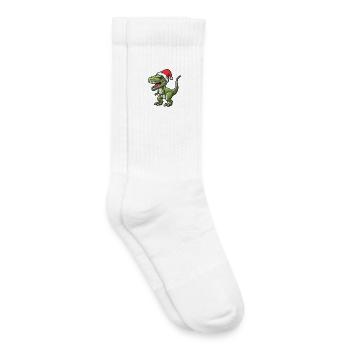 Dinosaure T-Rex Noël - Chaussettes de tennis bio enfant - blanc - Droite