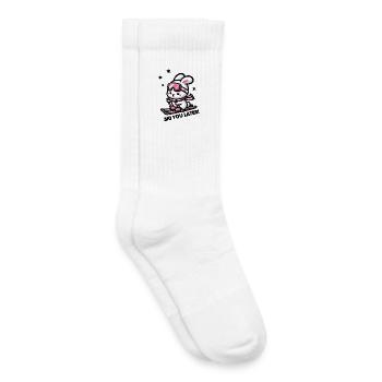 Mignon lapin ski vous plus tard rose lunettes de ski neige - Chaussettes de tennis bio enfant - blanc - Droite
