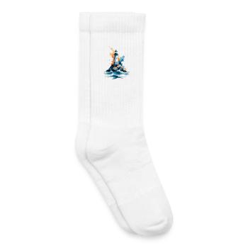 Phare Aquarelle Archipel - Chaussettes de tennis bio enfant - blanc - Droite