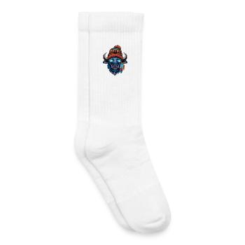 Cool Bison with Hat and Glasses Buffalo - Kids Tennis Socks - white - Right