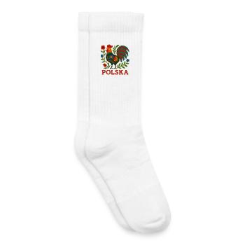 Polska Folk Embroidery Rooster - Kids Tennis Socks - white - Right
