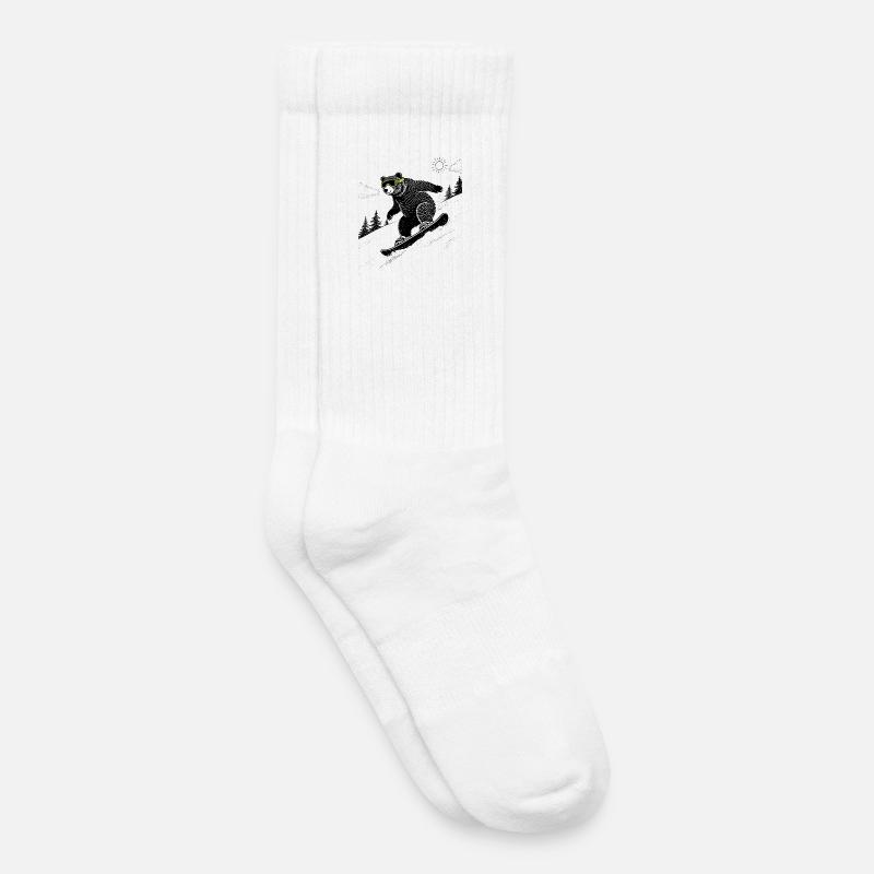 Snowboard Bär - Kinder Tennissocken - Weiß
