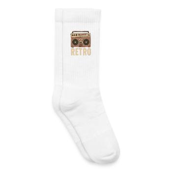 Retro Boombox Illustration - Vintage Radio - 80s - Kinder Tennissocken - Weiß - Rechts