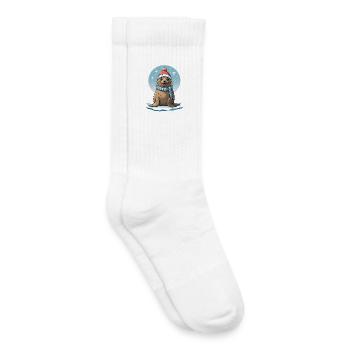 Winter seal with scarf and hat - Kids Tennis Socks - white - Right