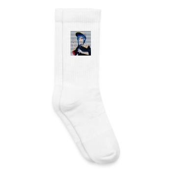 Anime rétro Gamer Girl Glitch Art Style Vaporwave - Chaussettes de tennis bio enfant - blanc - Droite