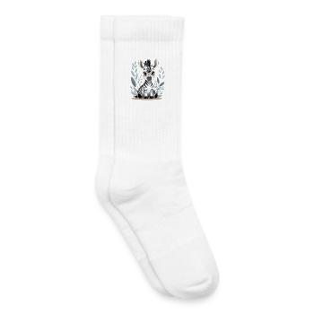 Zebra Baby in Leaf Frame - Kids Tennis Socks - white - Right