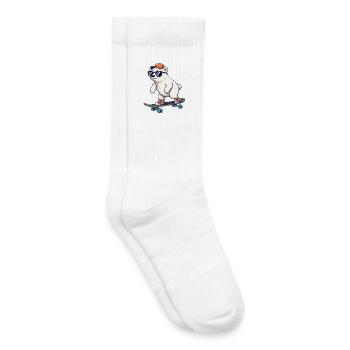 Dessin animé drôle d’ours polaires patinant sur un skateboard - Chaussettes de tennis bio enfant - blanc - Droite