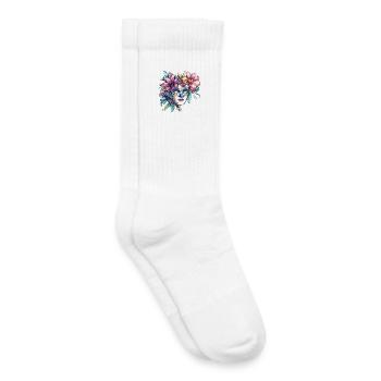Masque floral dans un style bal masqué - Chaussettes de tennis bio enfant - blanc - Droite