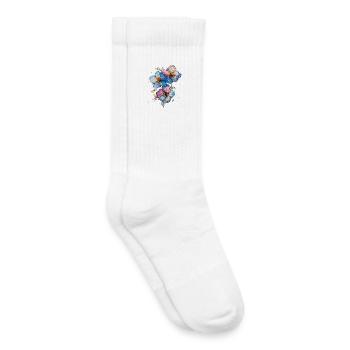 Bouquet de fleurs aquarellé - Chaussettes de tennis bio enfant - blanc - Droite