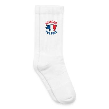 Français Pur Porc Design Humoristique - Chaussettes de tennis bio enfant - blanc - Droite