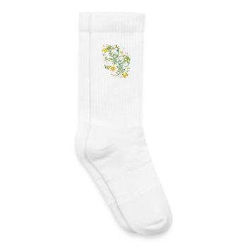 Verspieltes Blütenornament & zarter Schmetterling - Kinder Tennissocken - Weiß - Rechts