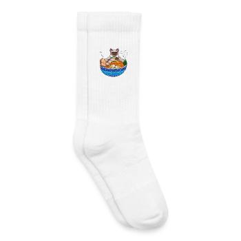 Kawaii Siamese Cat Ramen Japanese Noodle Foodie Gi - Kids Tennis Socks - white - Right