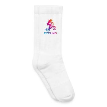 Silhouette du cycliste en pente - Chaussettes de tennis bio enfant - blanc - Droite