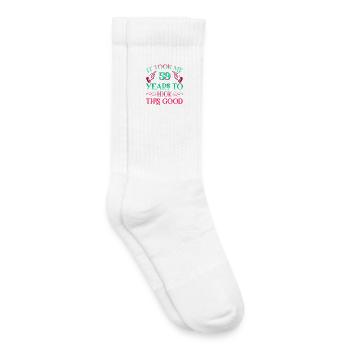 Il a fallu 59 ans pour être aussi beau - Chaussettes de tennis bio enfant - blanc - Droite