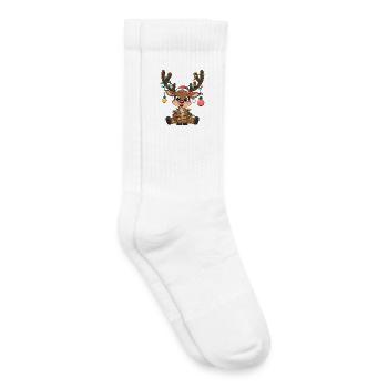 Reindeer with fairy lights - Kids Tennis Socks - white - Right
