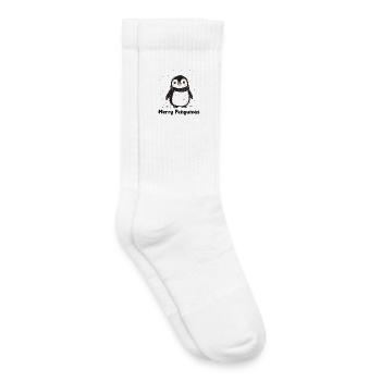 Frohe Pinguine, Süßer Weihnachtspinguin - Kinder Tennissocken - Weiß - Rechts